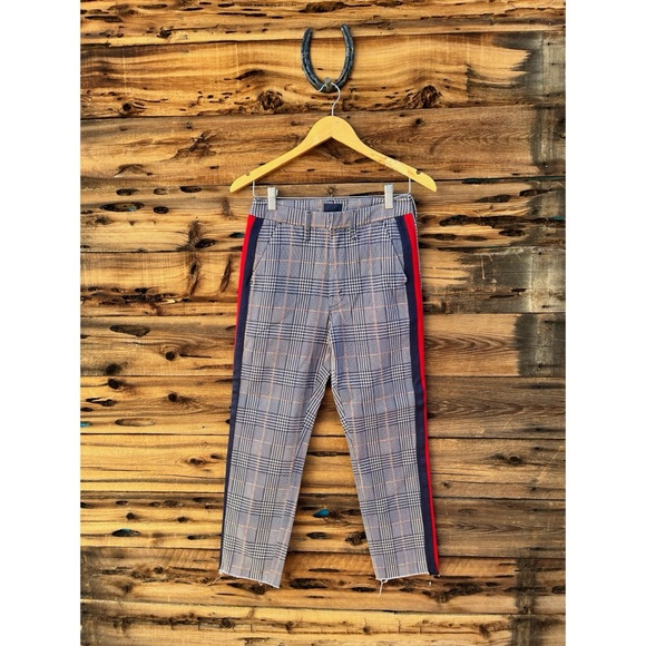 MOTHER | The Shaker Prep Fray Plaid Striped Pants 25 - Picture 1 of 6
